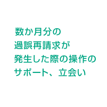 数か月分の過誤再請求が発生した際の操作のサポート、立会い